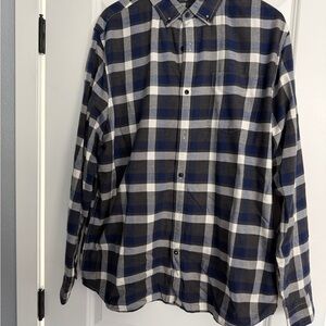 Banana Republic Navy and Charcoal Plaid Shirt